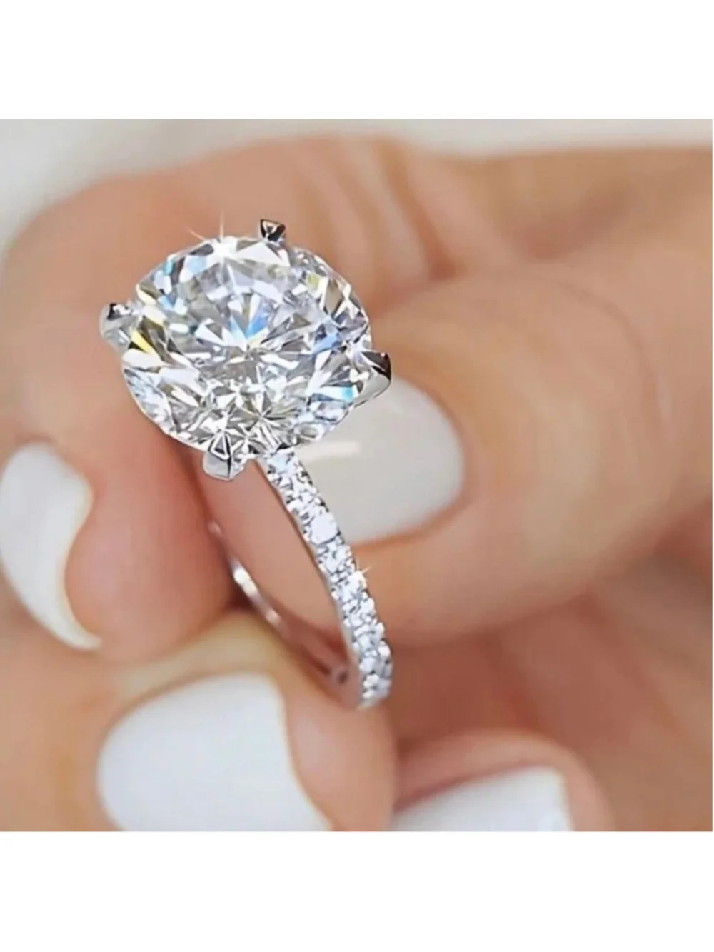 Moissanite Diamond Ring 5 Ct Engagement Wedding Round Cut Solitaire GRA